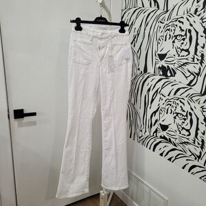 Good American White Denim Slim Bootcut Pants